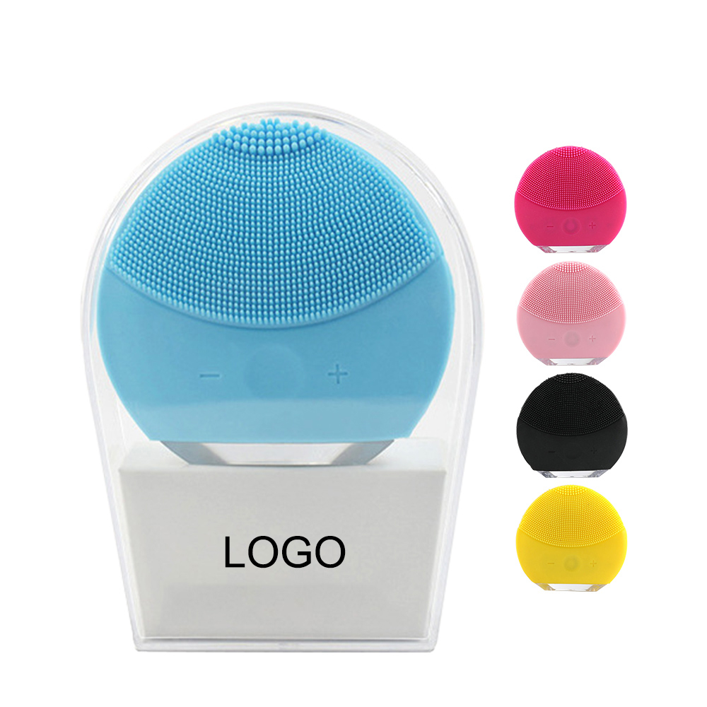 Private Label Waterproof vibrating USB Recharge silicone waterproof face cleansing brush electric facial