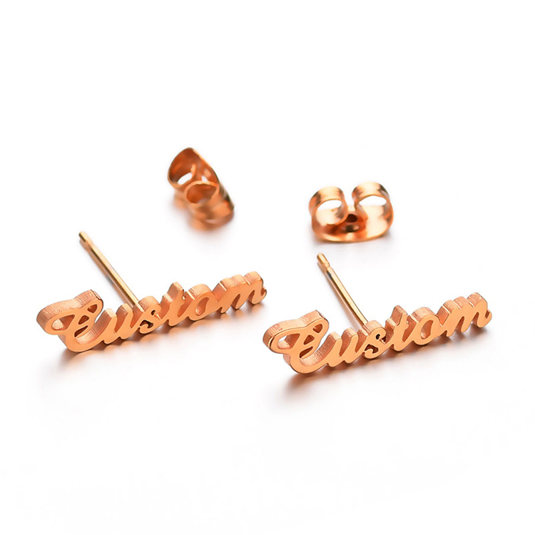 Dropshipping Custom Engraved Nameplate Stainless Steel Name Earrings Personalised