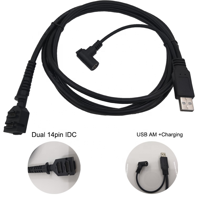 Новый продукт, двойной 14Pin IDC к USB 2,0 AM + зарядка 5,5x2,1 мм разъем постоянного тока, кабель питания Verifone Vx805 Vx820