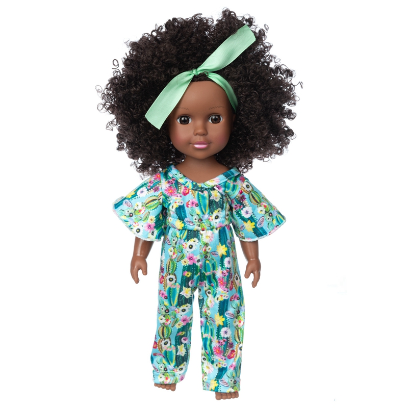 Прямая продажа с фабрики черный Baby Doll семей в африканском стиле 14 дюймов милые носочки для малышей, для девочек, костюм, состоящий из средства ухода за кожей черный куклы с афро кудрявый волос