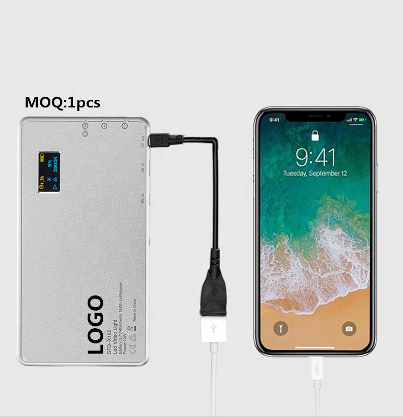 1 MOQ LOGO Printing Power Bank Function Camera Dimmable LED Pocket Light Video Light LED Studio Video Light Aluminum Alloy Shell