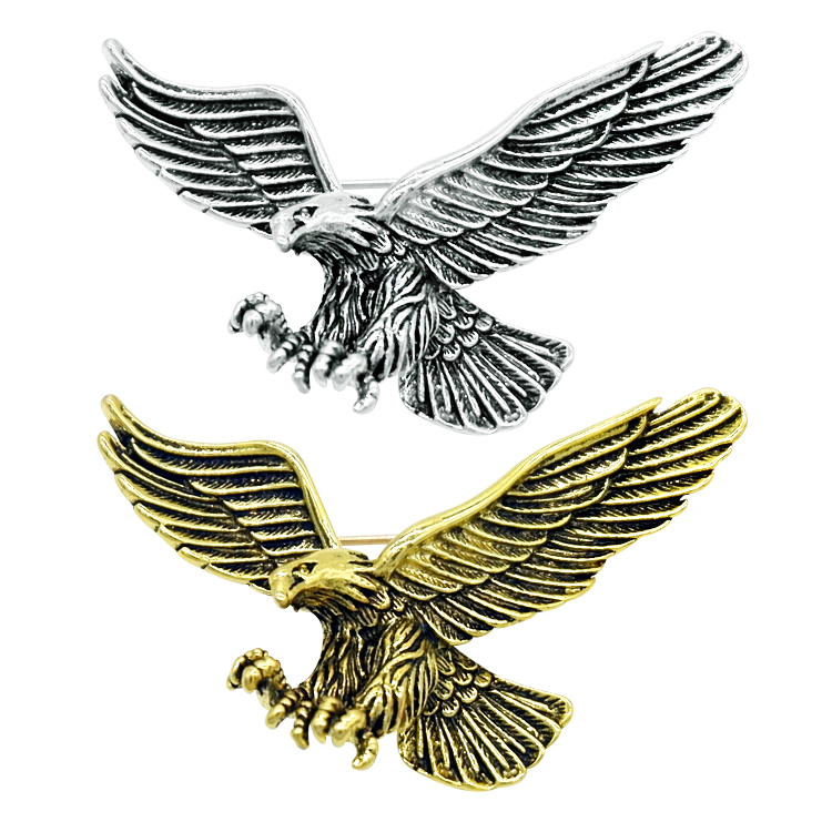 vintage design gold plated retro eagle shaped brooches for men