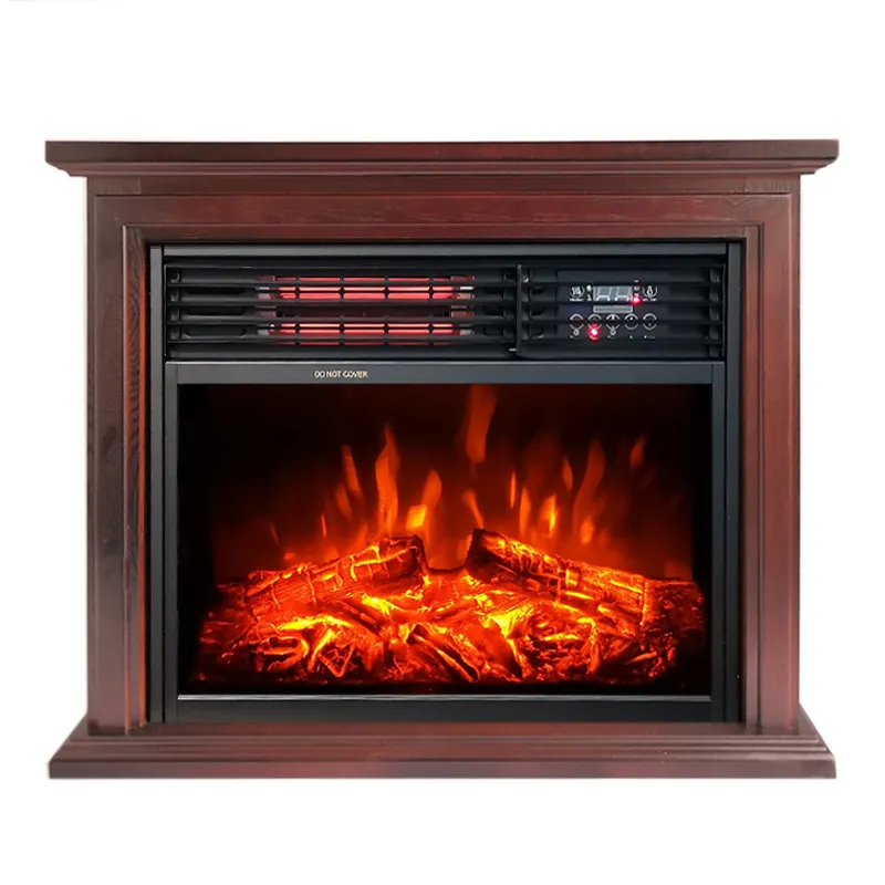 Portable 3d flame wooden Infrared Freestanding ELECTRIC HEATER fireplace