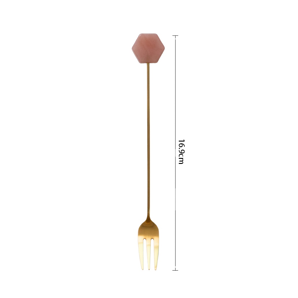 Long fork-creative geometric long handle 304 stainless steel fruit cake dessert fork net red tableware