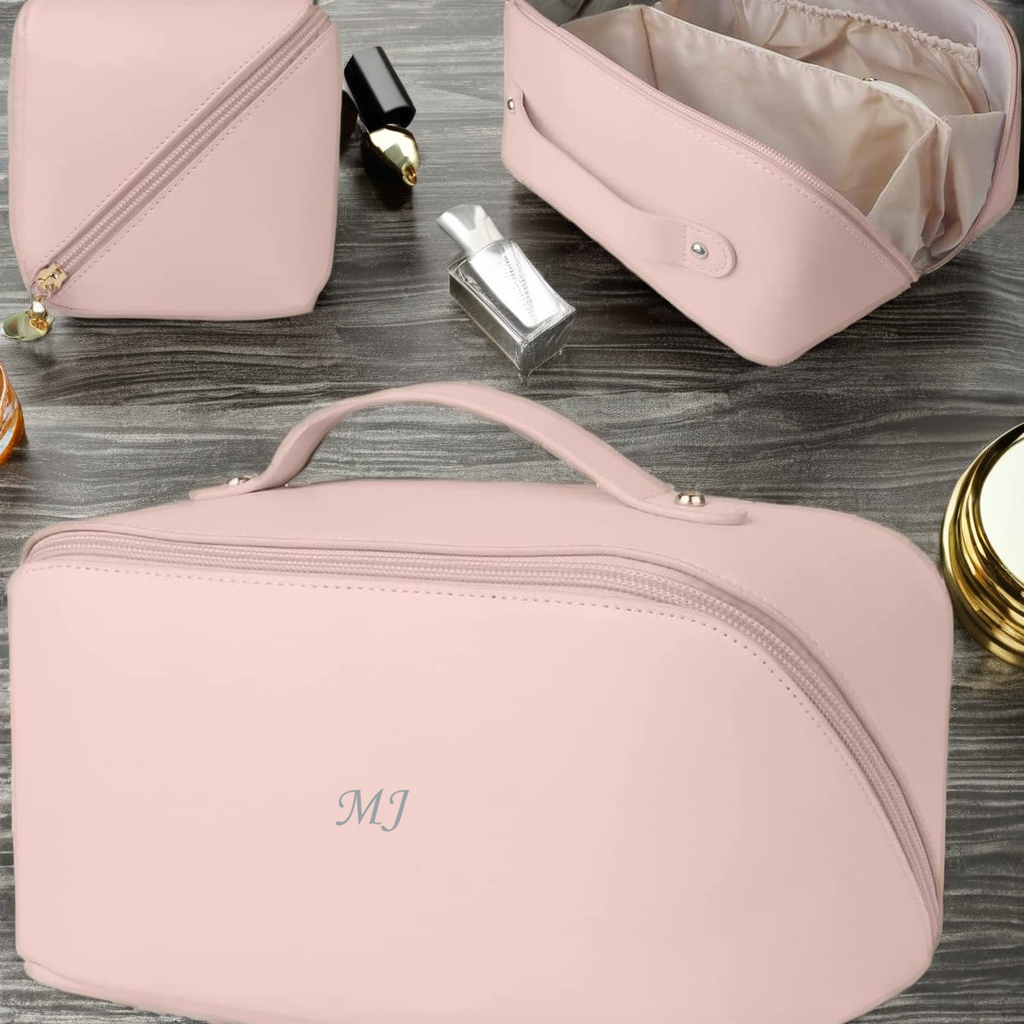 Wholesale PU Leather Large Capacity Makeup Case Portable Travel Cosmetic Bag Set With Zipper Closure and Customizable Logo