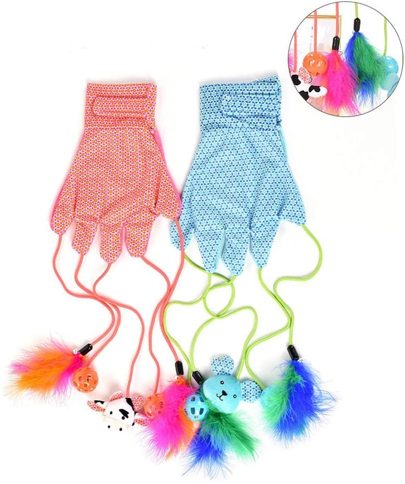 Tiktok Portable Cat Teaser Gloves Interactive Cat Playing Toys with Feather Toy And Ball For Cats Kittens