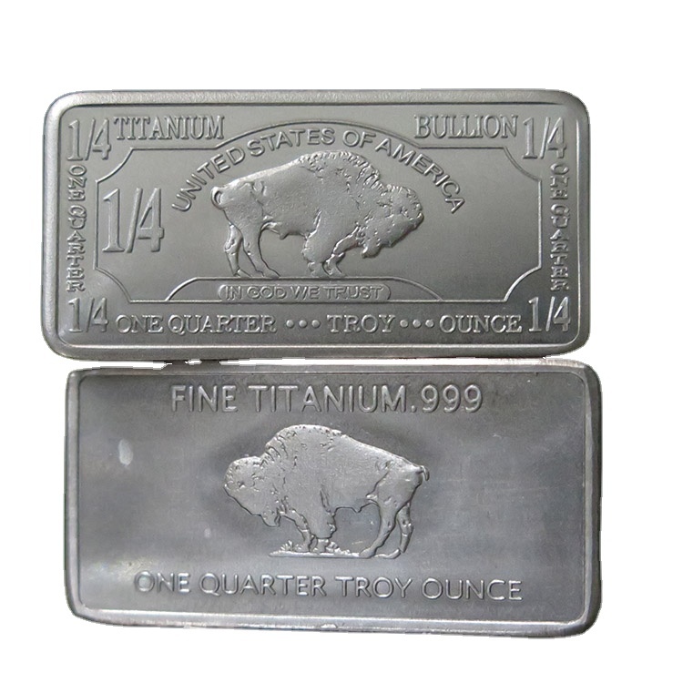 Fine 999 Pure Titanium Bullion Bar - 1/4 Troy Ounce Solid Metal Coin with Engraving Option