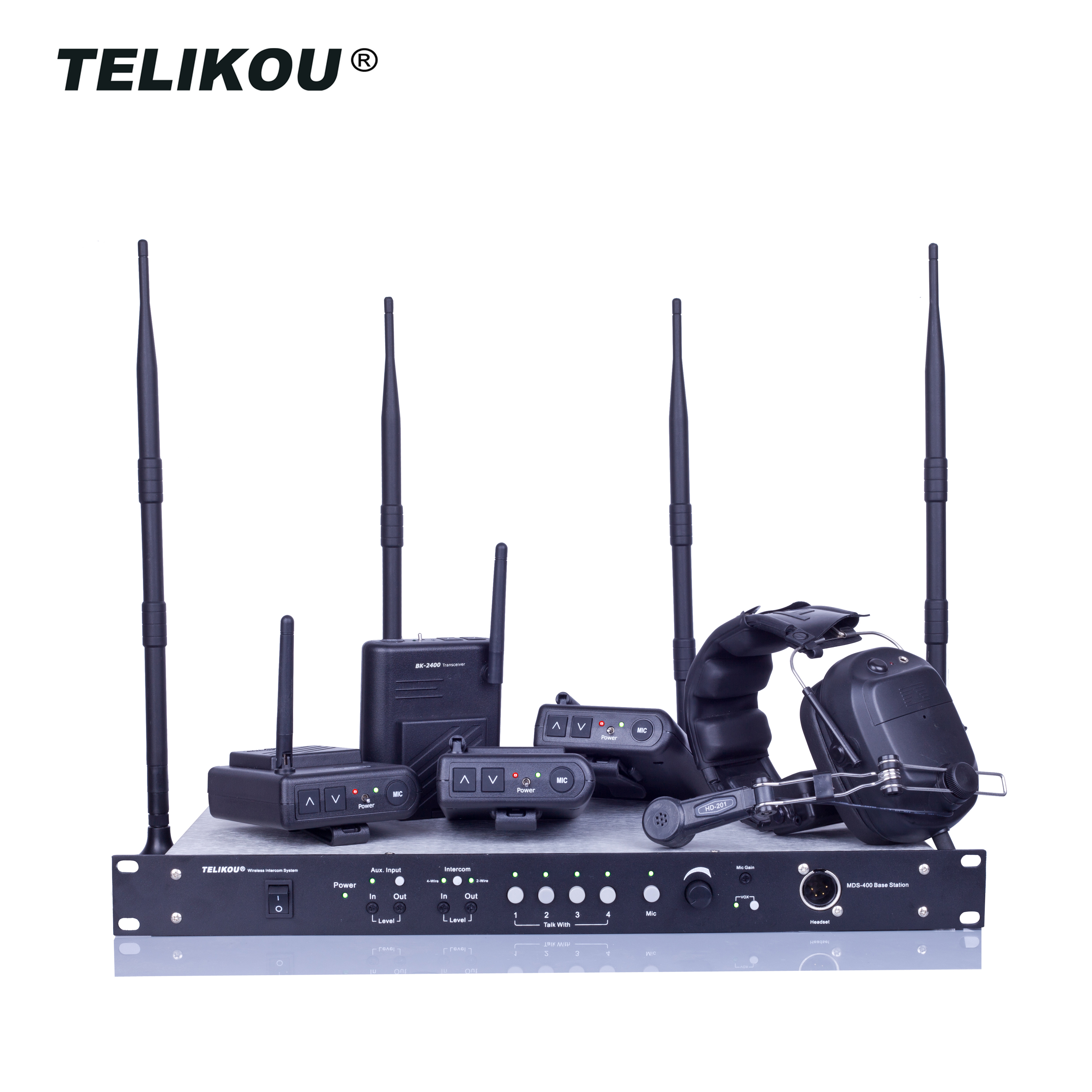 TELIKOU MDS-400 2,4G цифровая полнодуплексная четырехканальная Беспроводная система внутренней связи