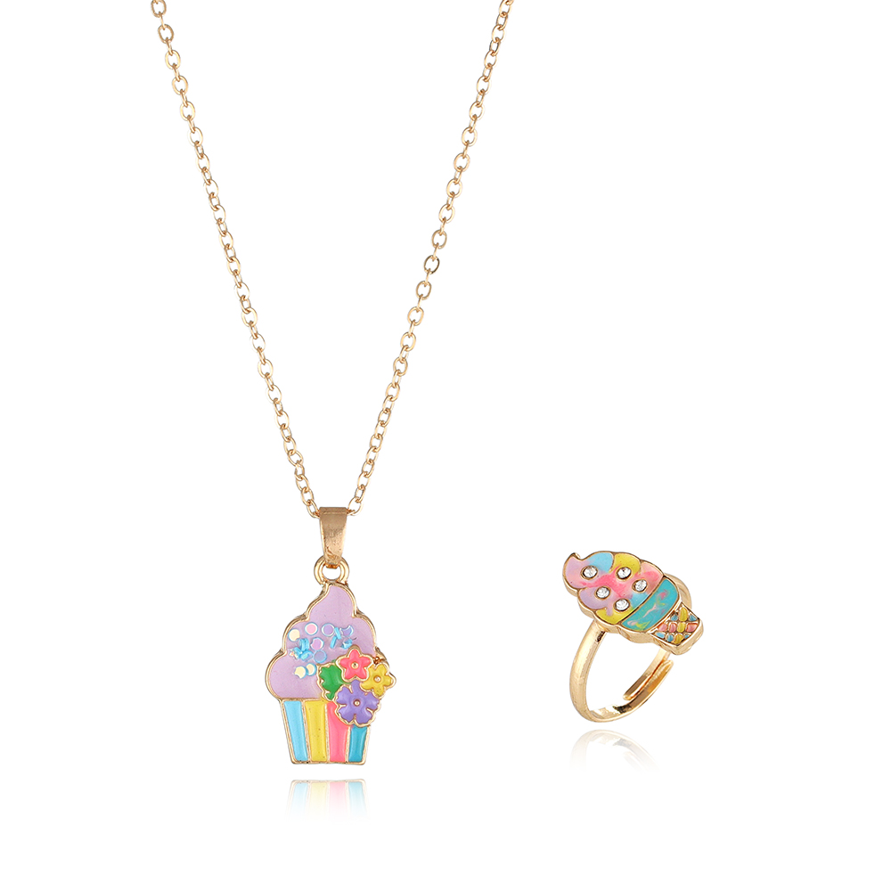 Fashion zinc alloy enameled ice cream kids jewelry set