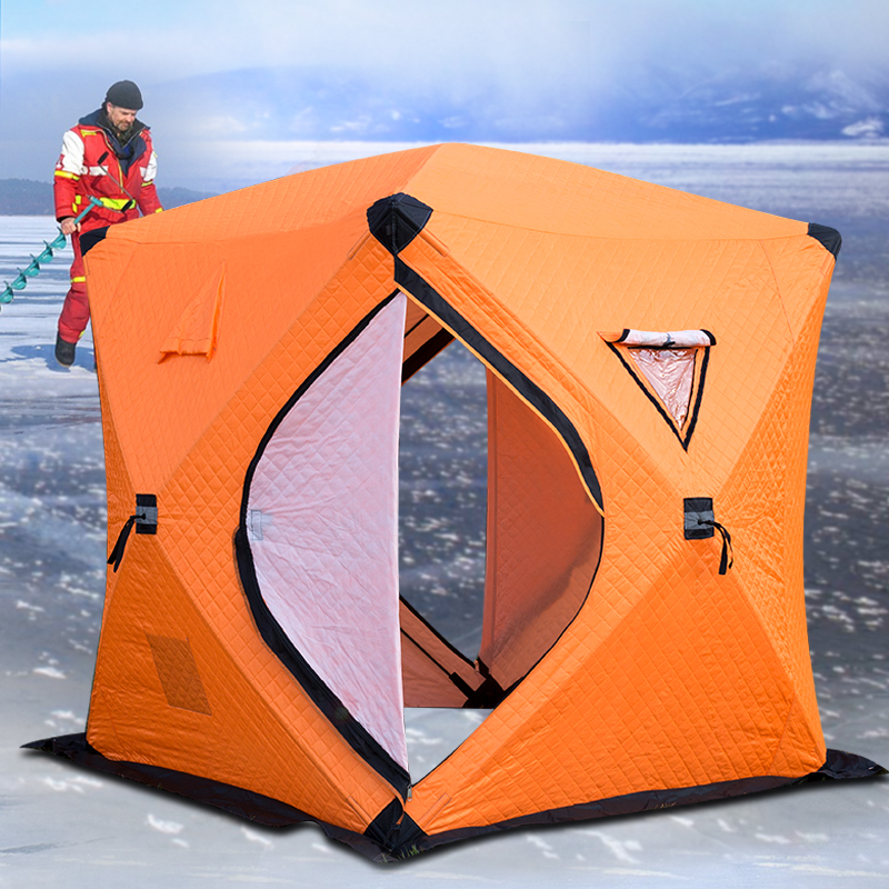 Winter Ice Fishing Tent Automatic Free Build Camping Outdoor Nature hike Tent Tourist Windproof Thicken Cotton Warm Tents