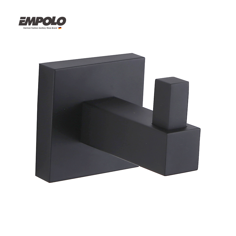 Contemporary Hotel Style Wall Mounted Brass Bathroom Matte Black Coat Hook Robe Hook For Bath Kitchen