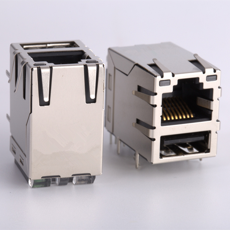 2019 Тип порт комбинированный Женский Ethernet двойной порт разъем Rj45 с 2 Usb
