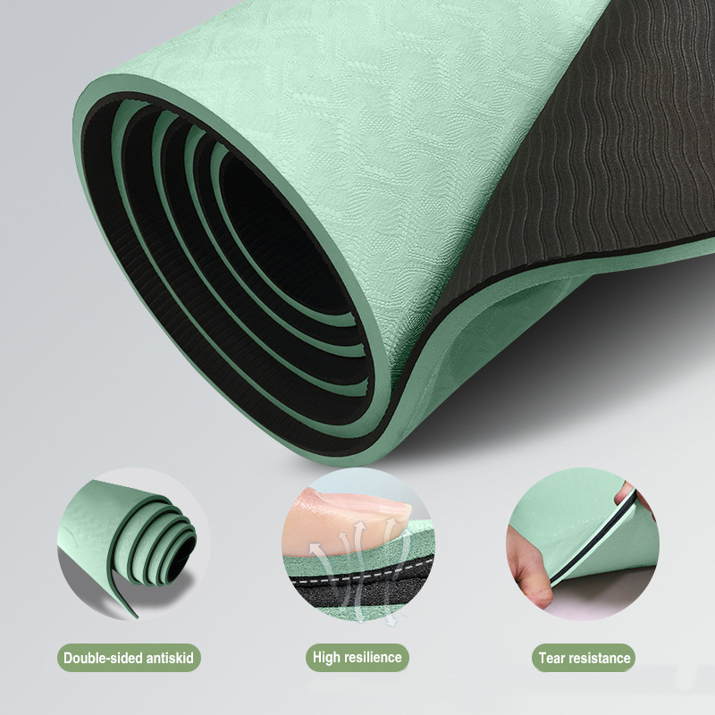 High quality anti slip Yoga Mat TPE Fabric Thickened 6mm Support LOGO customized Personalized customization MOQ