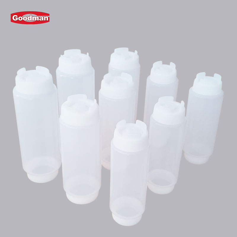 16oz 20oz Custom Logo Fifo Chocolate Dreessing Squeeze Bottles Chilli Hot Sauce Condiment Ketchup Plastic Squeeze Bottle