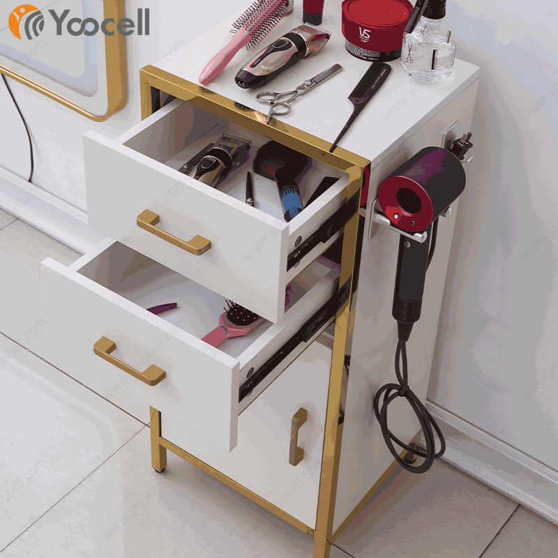 Yoocell barber shop professional golden facial salon hairdressing hair tray spa trolley beauty salon carts in saloon furniture