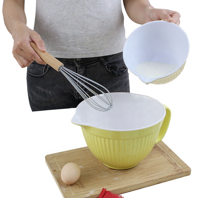 Vegetable fruit salad mixing bowl high quality colorful melamine mixing bowl with handle