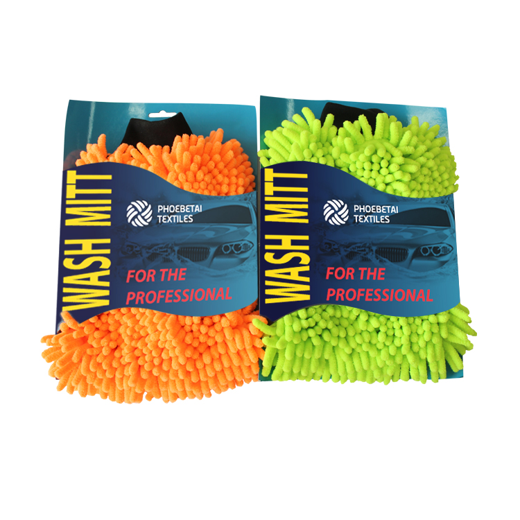 Wholesale microfiber car wash mitt with mesh backing