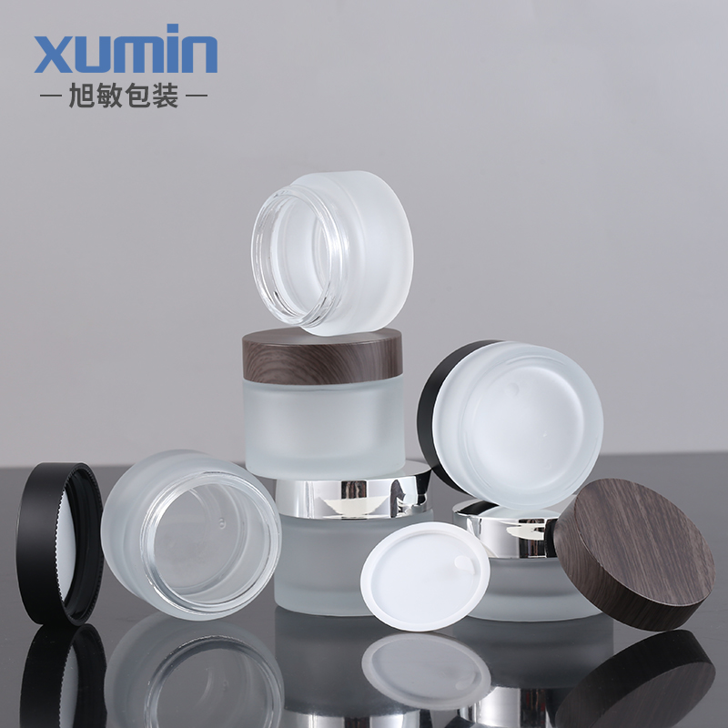 Wholesale cosmetic 30g 50g cream jar packaging for frosted glass jar
