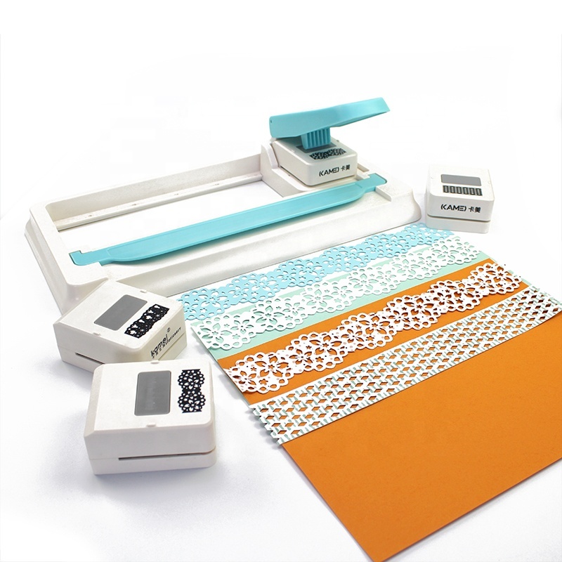 Factory replaceable boundary embossing punch with alignment system available for greeting card DIY