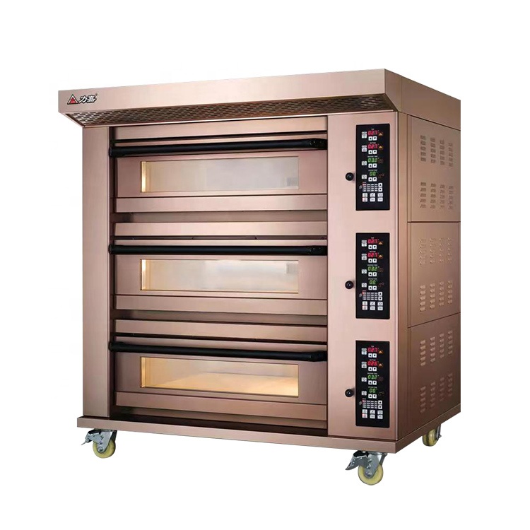 Customized industrial bakery commercial double deck 4 tray gas oven for sale