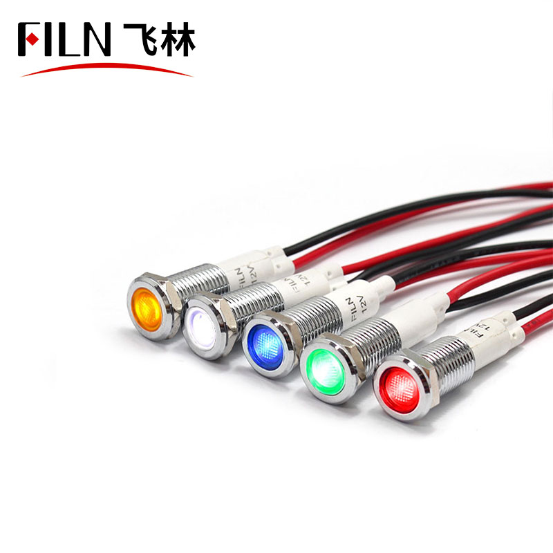 FILN motorcycle signal indicators light 10mm led light indicator 12v 24v 110v 220v illuminate non-polarity led pilot light