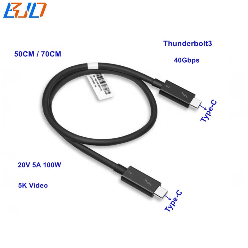 Thunderbolt3 USB-C Кабель с разъемом USB типа C для синхронизации данных и зарядки шнур 40 Гбит 20V 5A 100W, поддержка SMS, телефонный звонок, электронная почта, компьютера, ноутбука, 5K Displayport монитор
