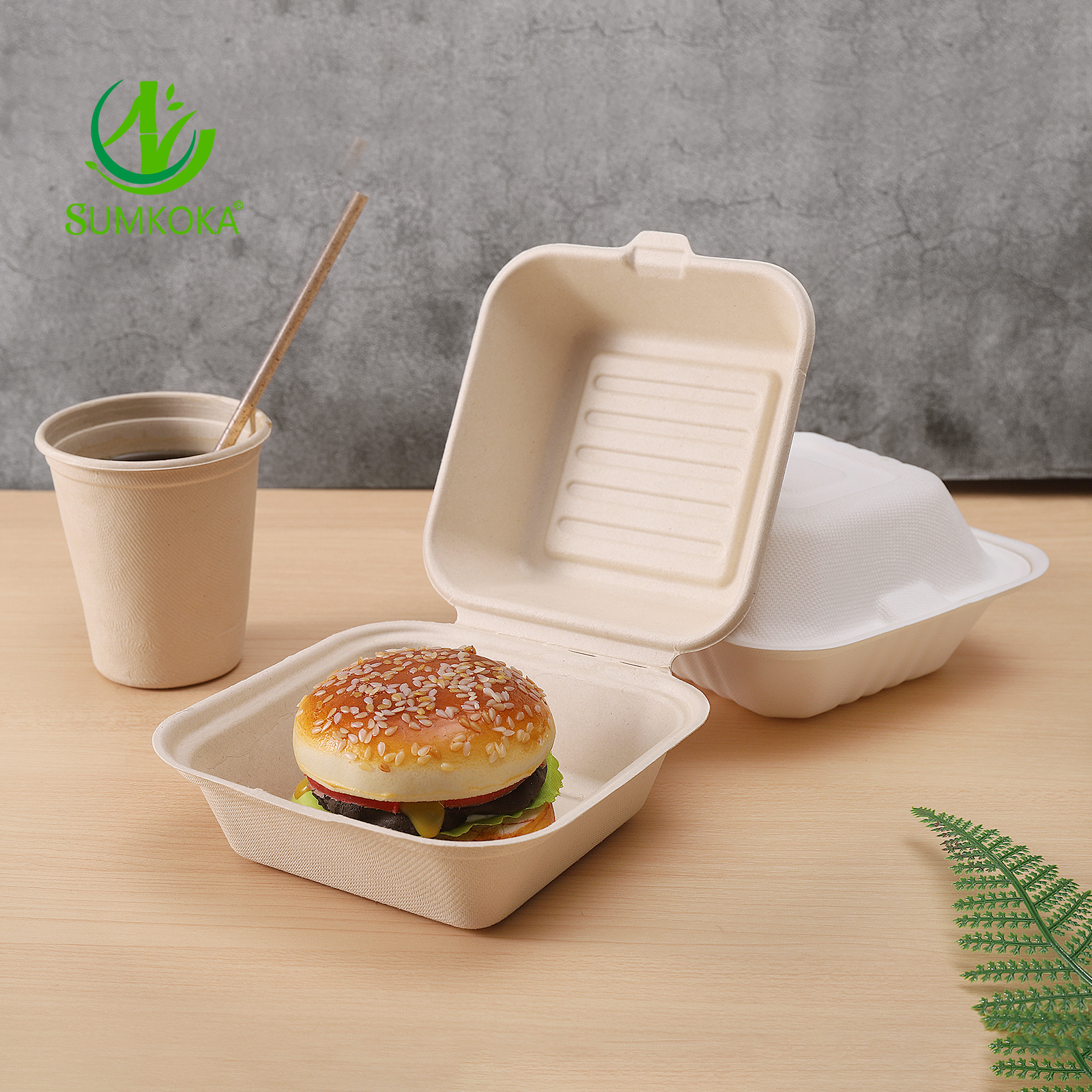 Customizable Disposable Envase Biodegradable Dinnerware Tableware Sugarcane Sugar Cane Bagasse Clamshell Food Containers