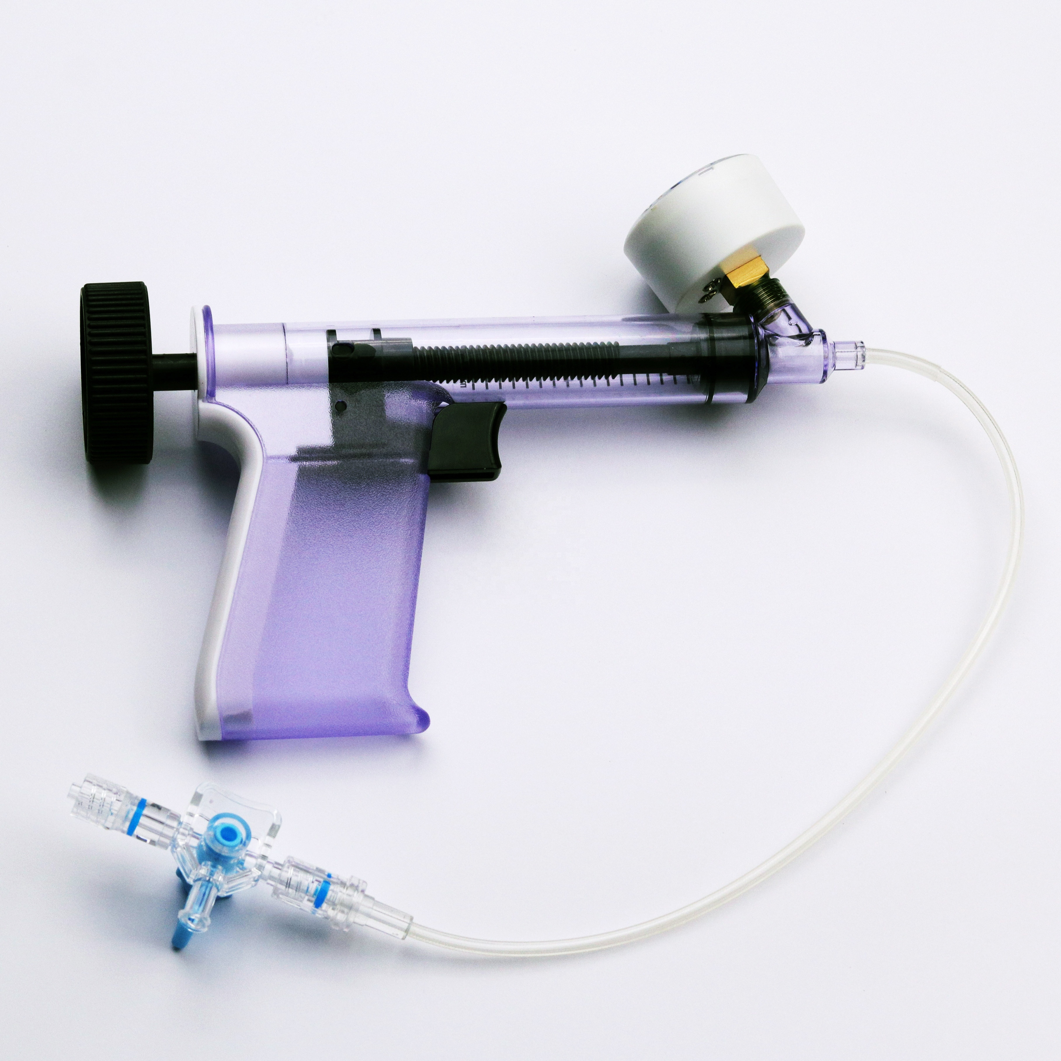 disposable medical interventional cardiology radiography gun type inflator balloon inflation device for balloon catheter