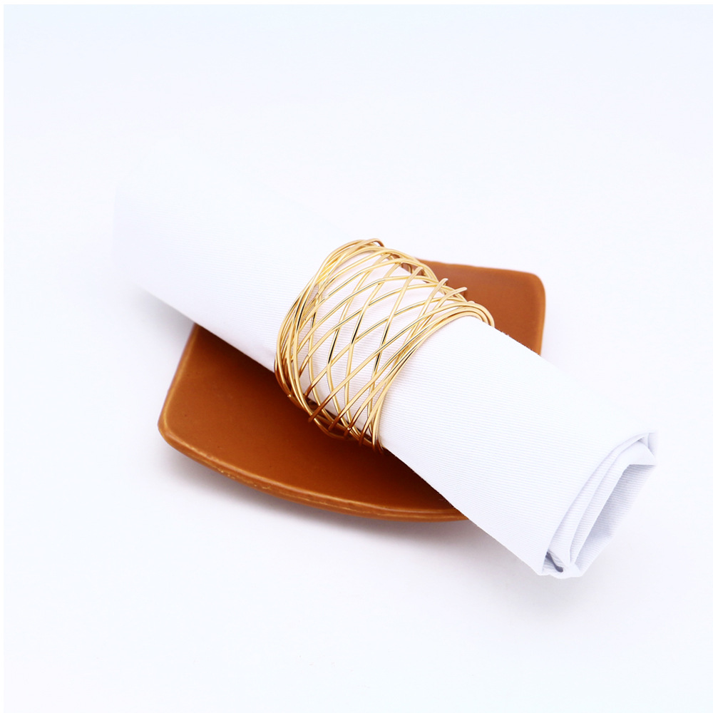 stock luxury metal Nest shape napkin buckle gold napkin reticular napkin ring Wedding festival decoration