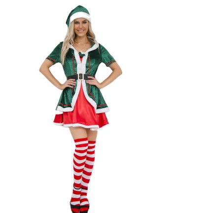 Fashion Adults Women Slim Fit Hooded Sexy Velvet Christmas Suit Costumes Santa Claus Cosplay Xmas Party Fancy Dress for ladies