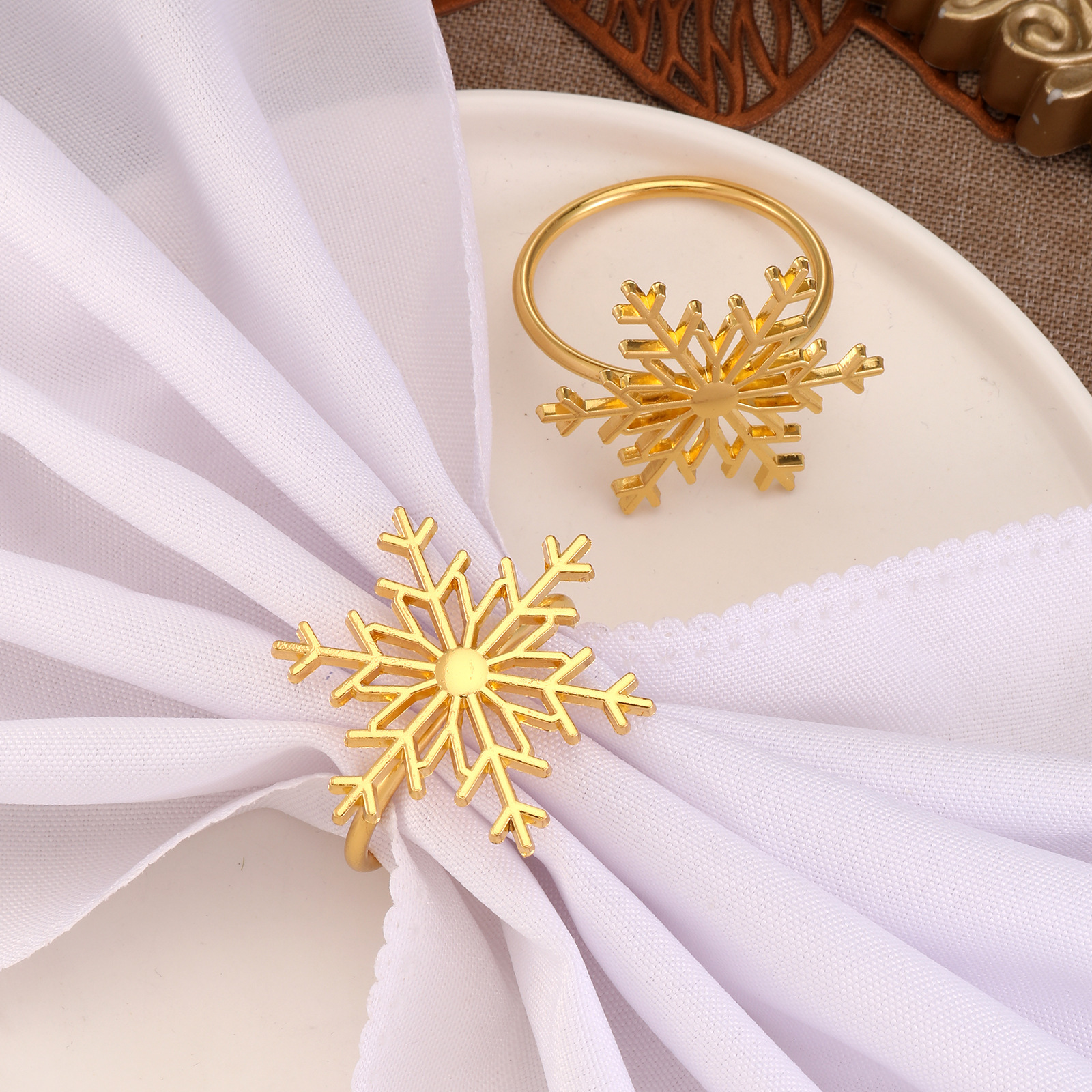 Hotel Christmas Snowflake Napkin Ring Tree Napkin Button Napkin Ring Silver Alloy Cloth Ring Manufacturer Wholesale