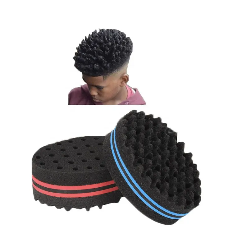 Amazon Factory Wholesale High Density Oval Shape Double Side Wave Curl Brush Hair Twist Sponge For Black People
