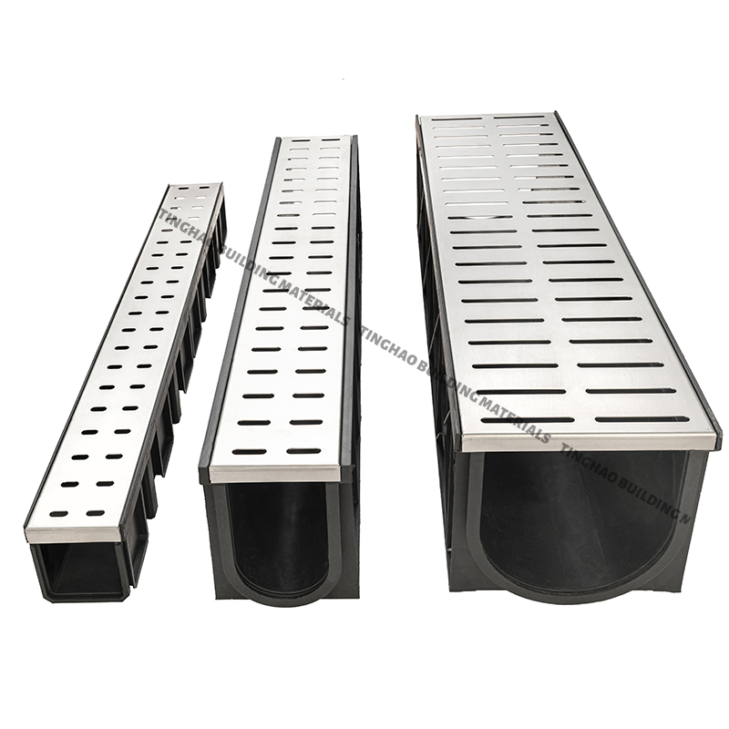 Factory Direct Sales HDPE Plastic Rainwater Channel Linear Drain Middle Side Seam Cover Drainage System