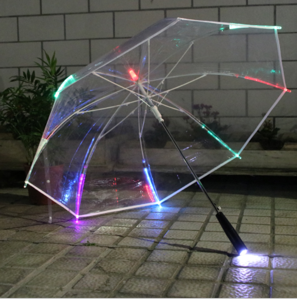 kids clear automatic foldable, Custom Logo folding portable PVC POE led Light promotional women Straight transparent umbrellas/