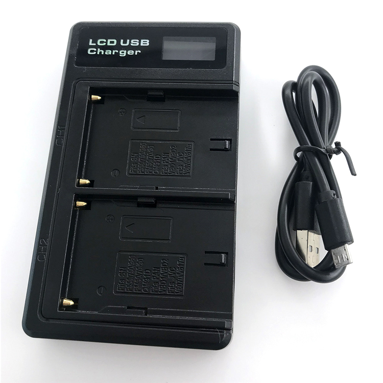 Replacement Dual Universal camera battery charger with smart LCD screen display for NP F970 F750 F550