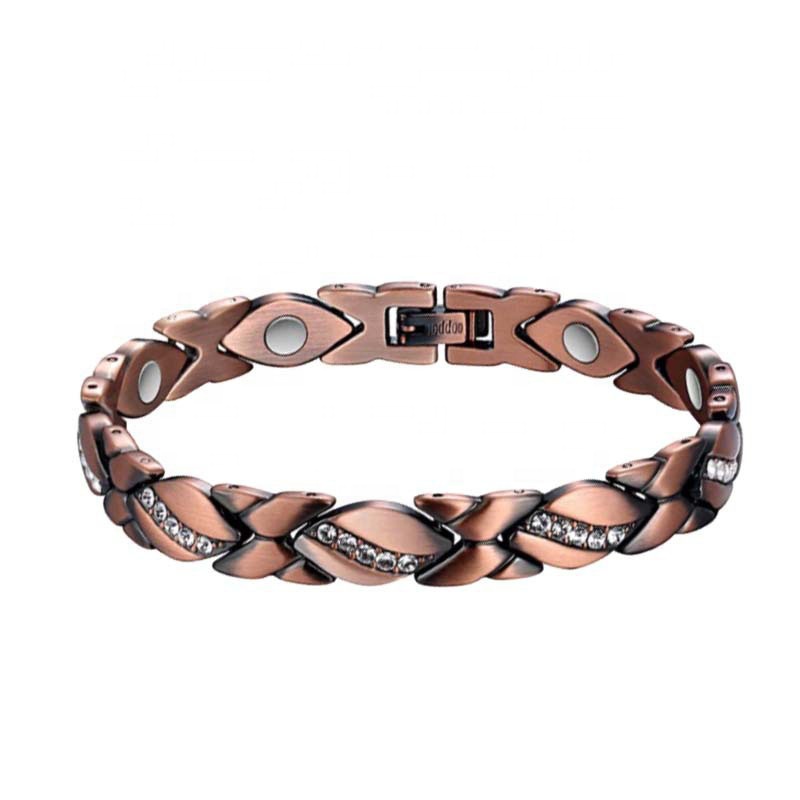 G.T Hot Sale Mother Health Gift Magnetic Therapy Arthritis Pain Relief 100% Pure Copper Crystal Bracelets 3500 Gauss Magnet