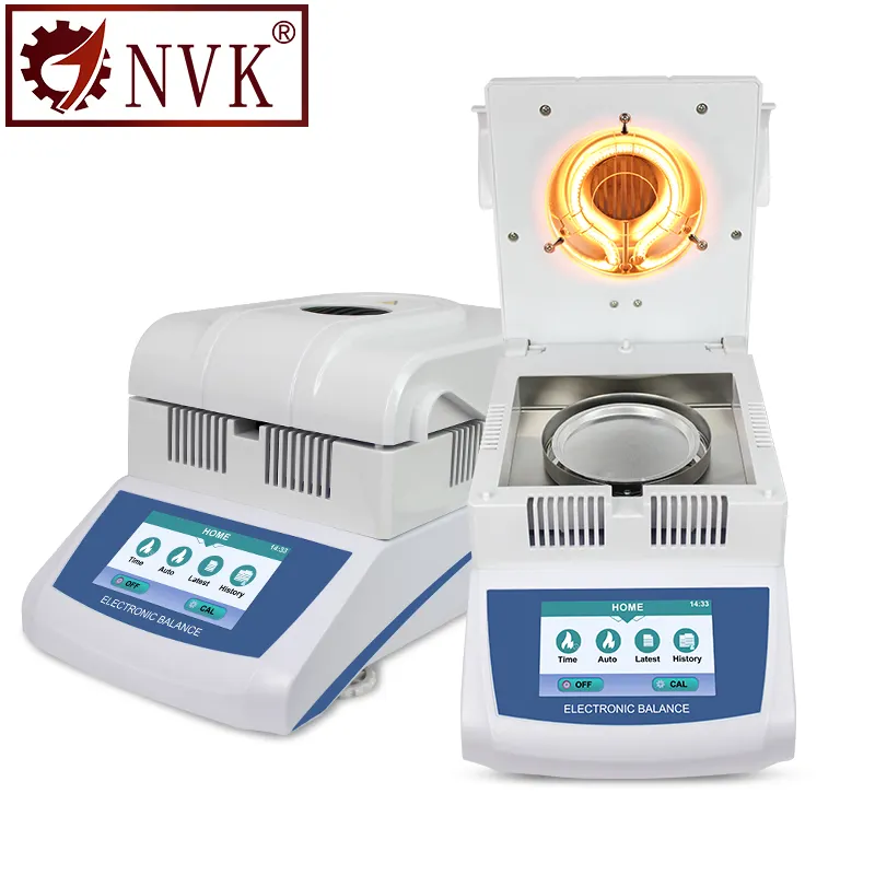 NVK Grain Moisture Tester 0.001g Medical Food Automatic Digital Solid Moisture Analyzer Halogen Sawdust Moisture Meter