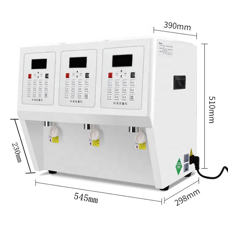 Three Tanks Bubble Tea Equipment Flour Dispenser Powder Quantitative Machine