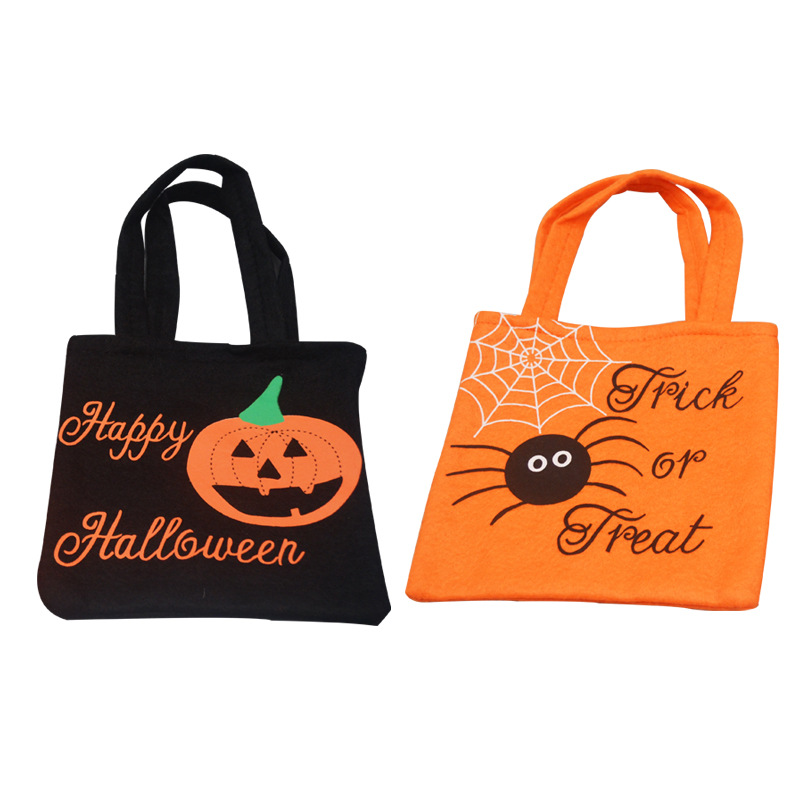Spot Direct Sale Halloween Spoof Pumpkin Spider Tote Bag Custom Halloween Non-woven Gift Bag Children's Candy Storage Bag M0045