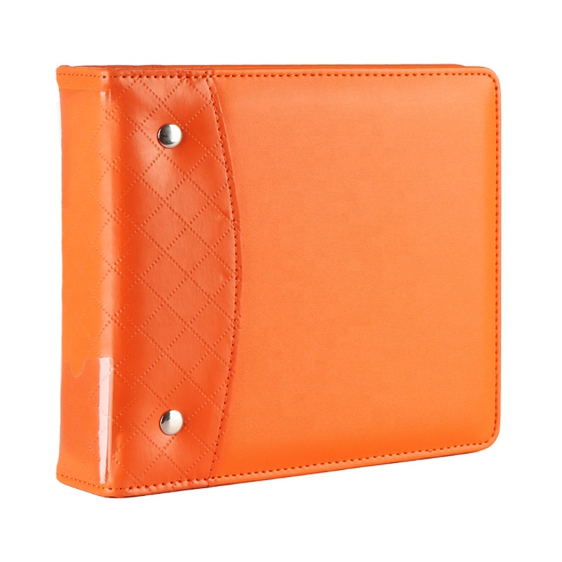 Orange custom Pu leather cover A5 size small mini menu note 2 Binder folder budget binder with ring hole