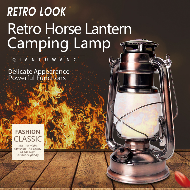 New Flame Old Kerosene Lamp LED Lantern Rechargeable Portable Outdoor Camping Retro Decoration Camping Lights