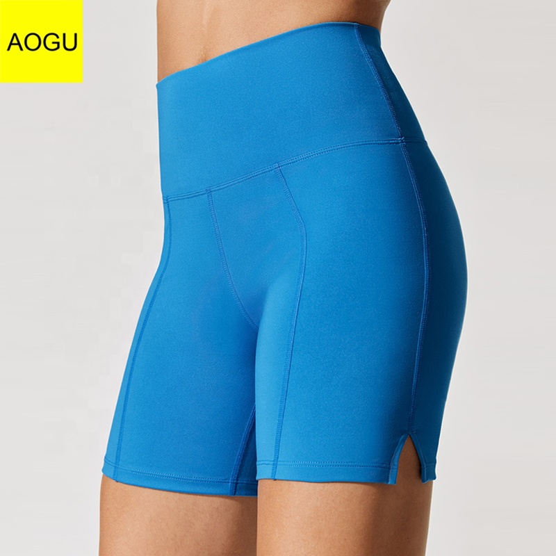 Wholesale Active Wear High Waist Butt Lift Blue Women's Tennis Shorts