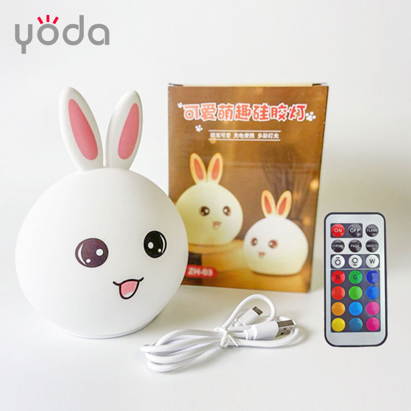 rabbit cat dog bear tiger animal soft silicon rubber pat tap kids baby children usb rechargeable led night lights