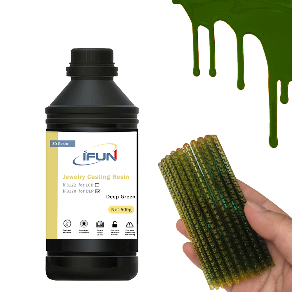 IFUN темно-зеленый и изумрудно-зеленый цвет 405nm DLP 3D полимерные принтеры 100% выгорание ювелирные изделия литая смола для чистого серебра и золота