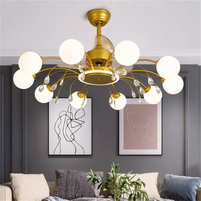Nordic Ceiling Fan With Lights Modern Branch LED Lighting Remote Control For Home Dining Room Bedroom