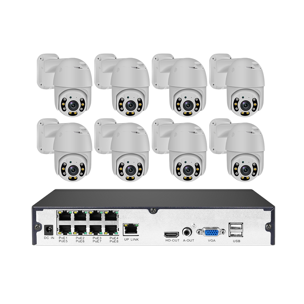 Комплект купольной камеры NVR POE PTZ, 8 каналов, 10801P, H.265x, AHD, водонепроницаемая система наружного видеонаблюдения с датчиком движения