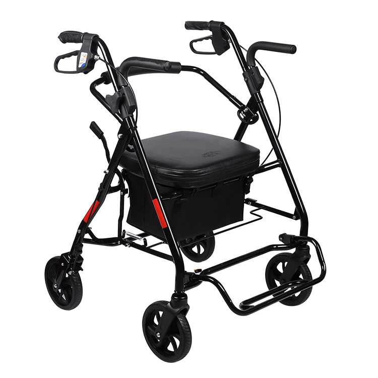 Черный портативный складной алюминиевый rollator heavy duty для пожилых людей