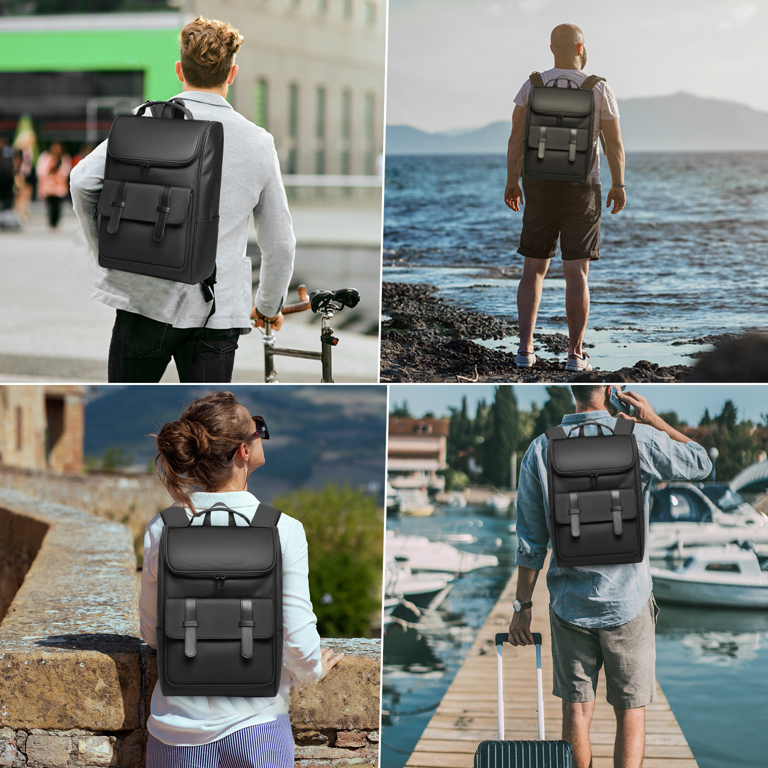 Eurcool Men's Backpack Japanese Korean Business 15.6 Inch College backpack Laptop Bag Laptop backpack For Men Male Women