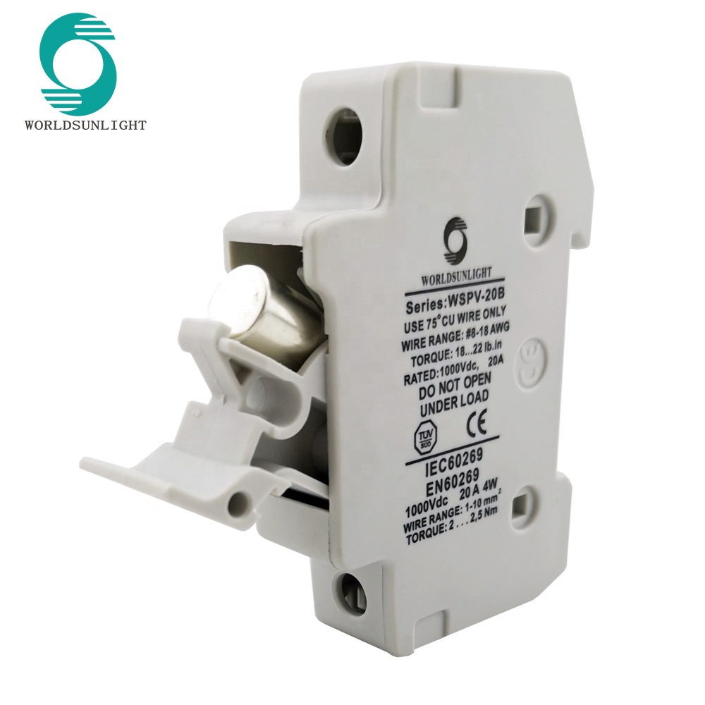 World Sunlight TUV CE сертификат солнечный PV 1000V DC 20A держатель предохранителя с 10X38mm тепловой предохранитель