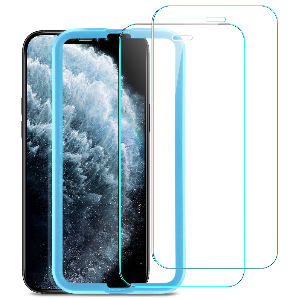 ESR 2 упаковки закаленное стекло для iPhone 12 Защитные пленки с установочной рамкой